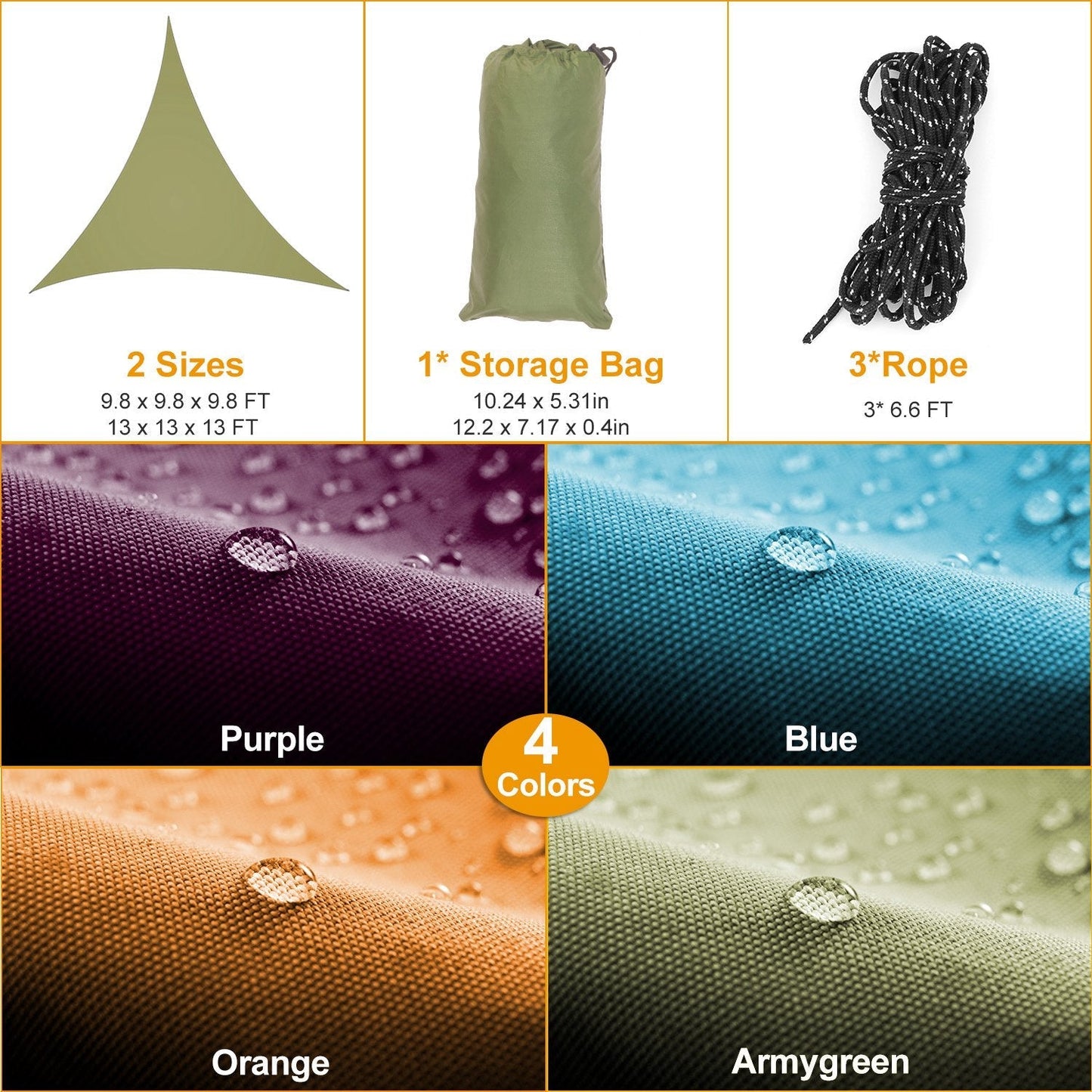 Voile d'ombrage triangulaire Gbruno pour espaces extérieurs