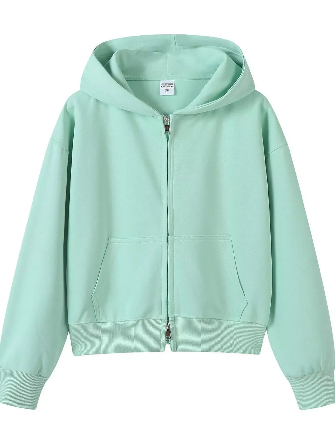 Plus Size Casual Zip-Up Long Sleeve Hoodie