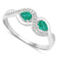 Anillo de Compromiso de Esmeralda Zambiana y Diamante de 0.35 Quilates en Oro Blanco de 14K
