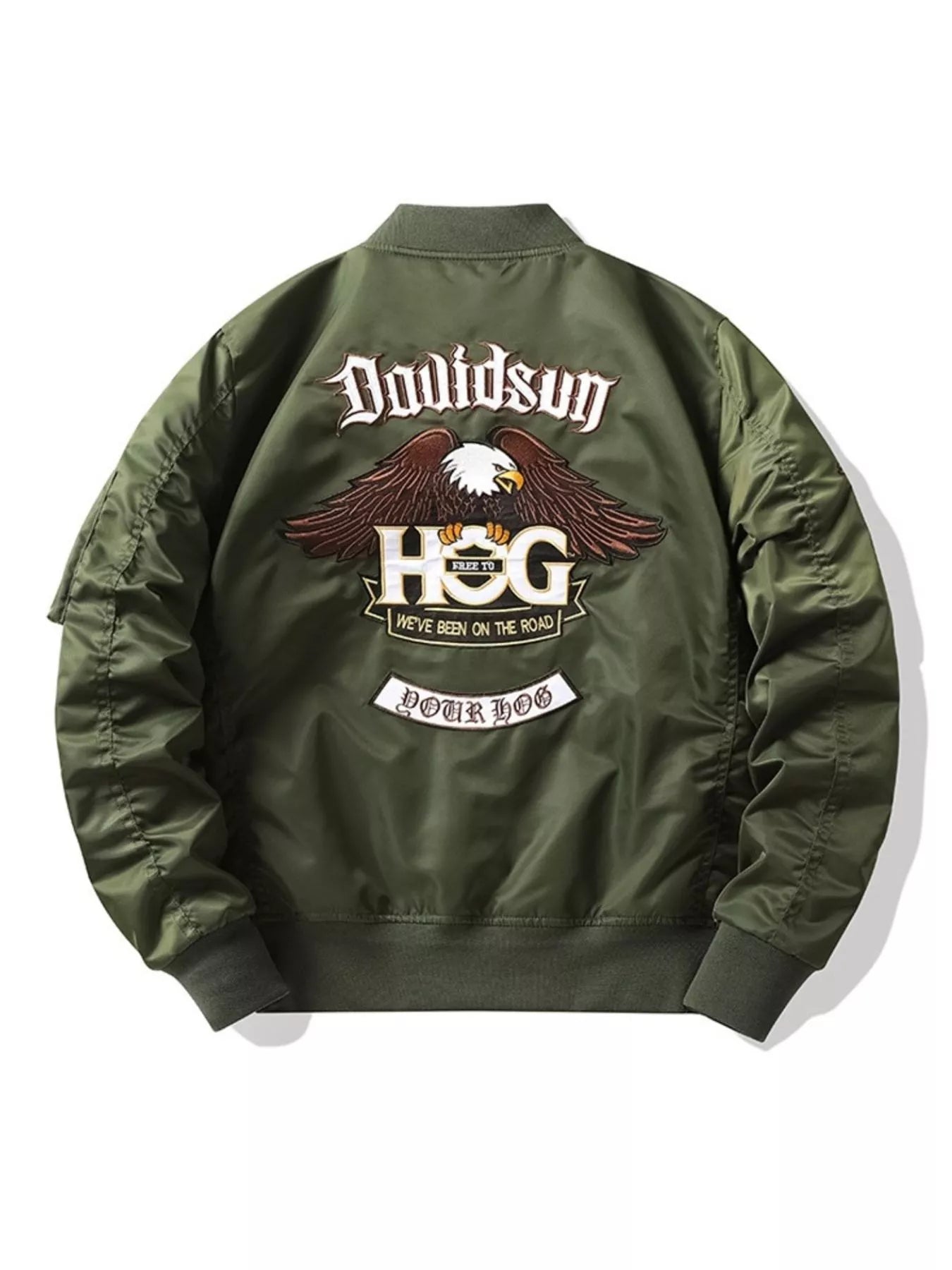 Embroidered Plus Size Bomber Jacket