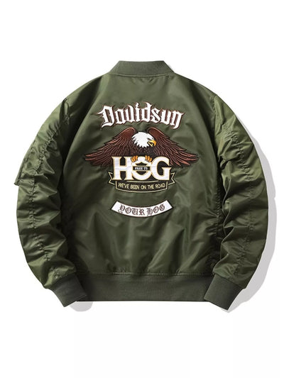 Embroidered Plus Size Bomber Jacket