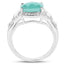 Bague en argent sterling avec émeraude véritable de 4,09 carats et topaze blanche