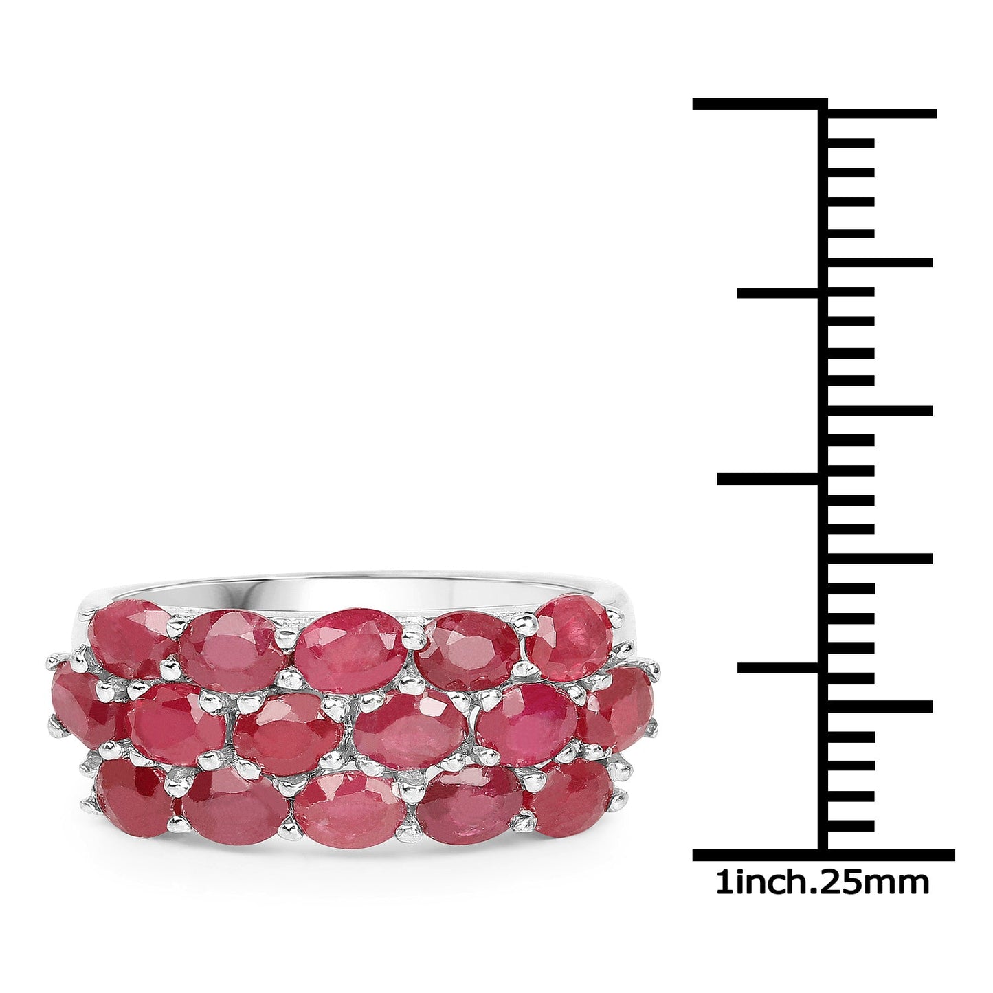 Anillo de Compromiso de Rubí Genuino de 3.52 Quilates en Plata Esterlina .925