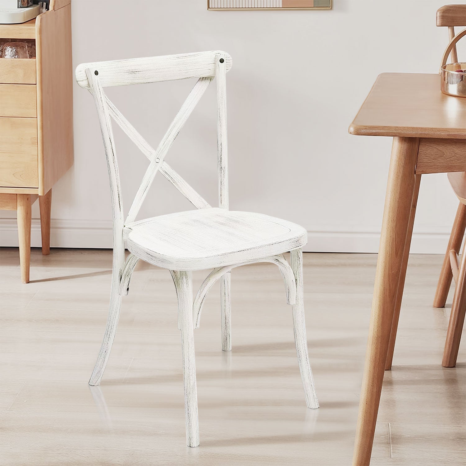 4-Pack Resin X-Back Chair, Mid Century Chair Modern Farmhouse Cross Back Chair for Kitchen ,Lime Wash - Korvel
