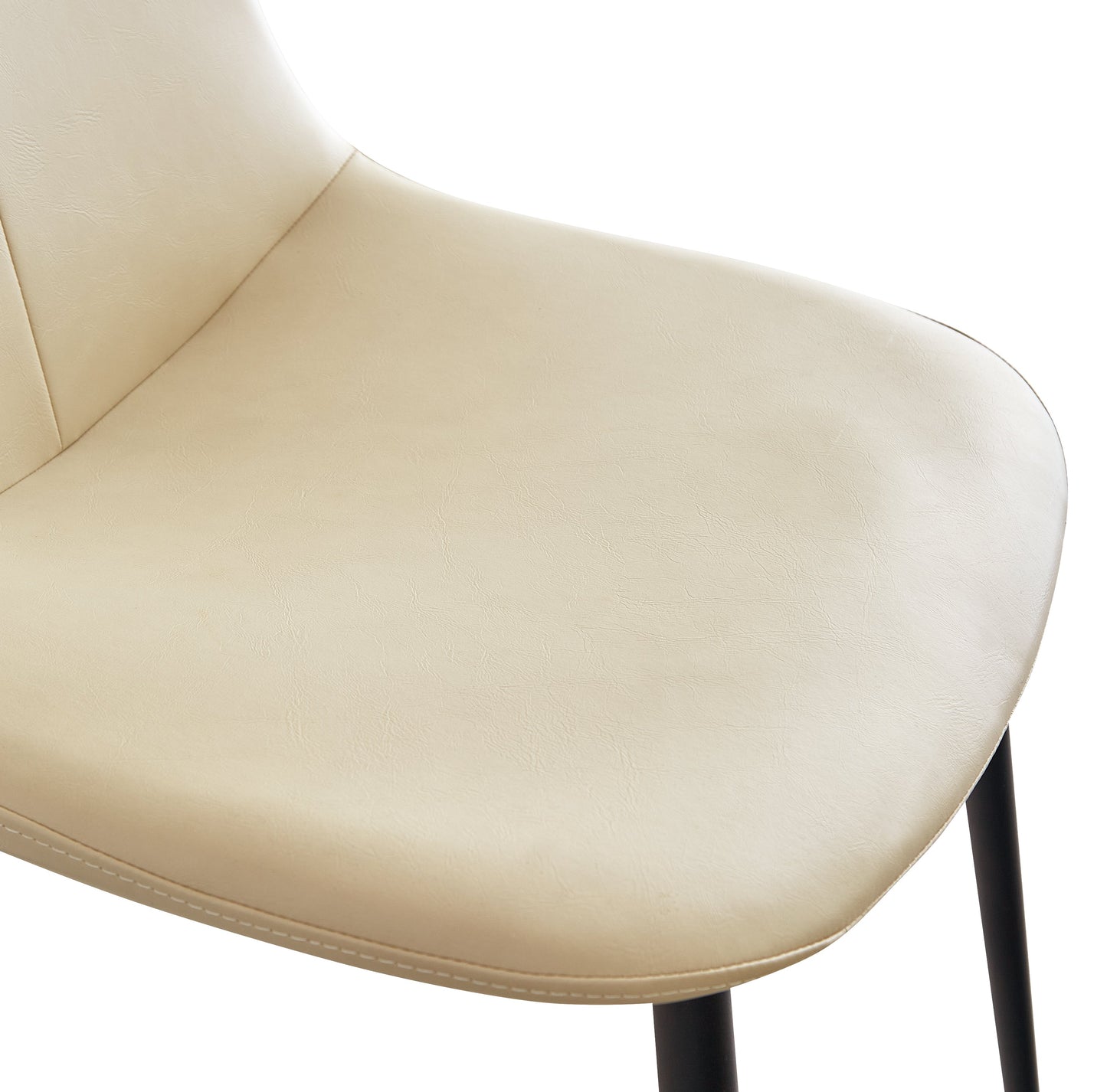 A set of 2 high back dining chairs with PU artificial leather soft cushions and metal legs, decorated with large soft cushions - Korvel