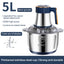 Electric Meat Grinders, 5L Food Processor, Stainless Steel Multifunctional Vegetable Slicer, Kitchen Chopper & Mixer - Korvel