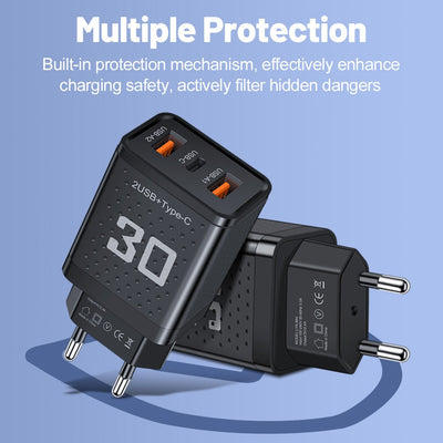 Mobile phone charger 2.4A PD+2 USB charging head Travel charging head - Korvel