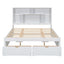 Elegant Queen Size Platform Bed with Storage Headboard, White
