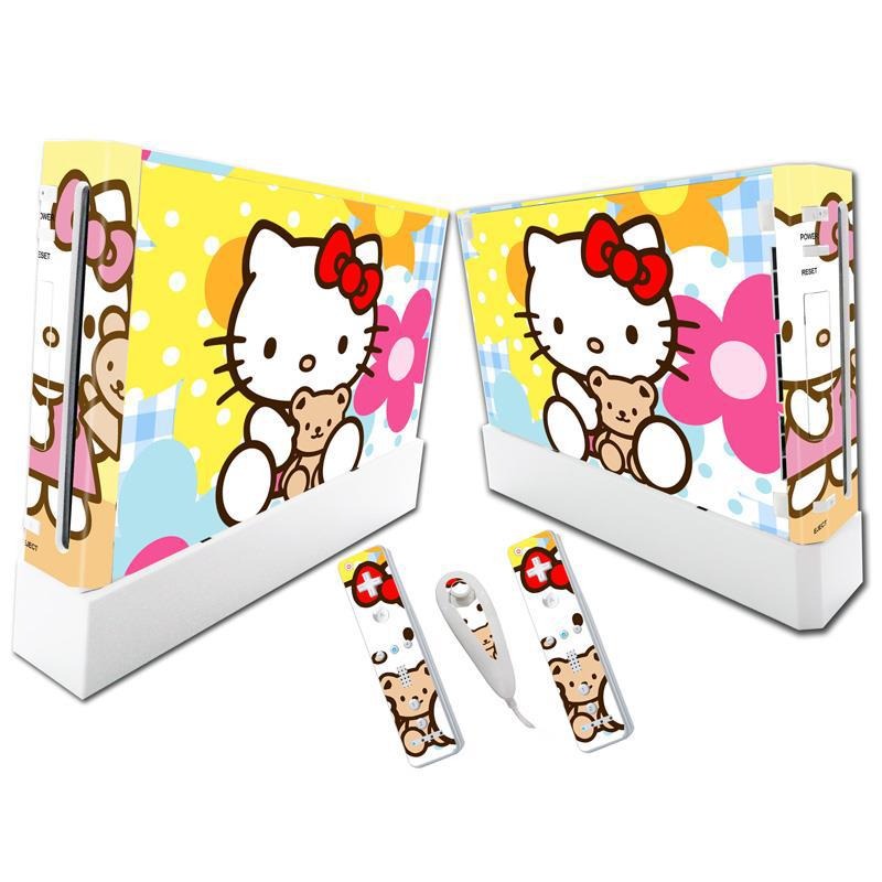 Stylish Wii Console Stickers - Hello Kitty & Pikachu Designs
