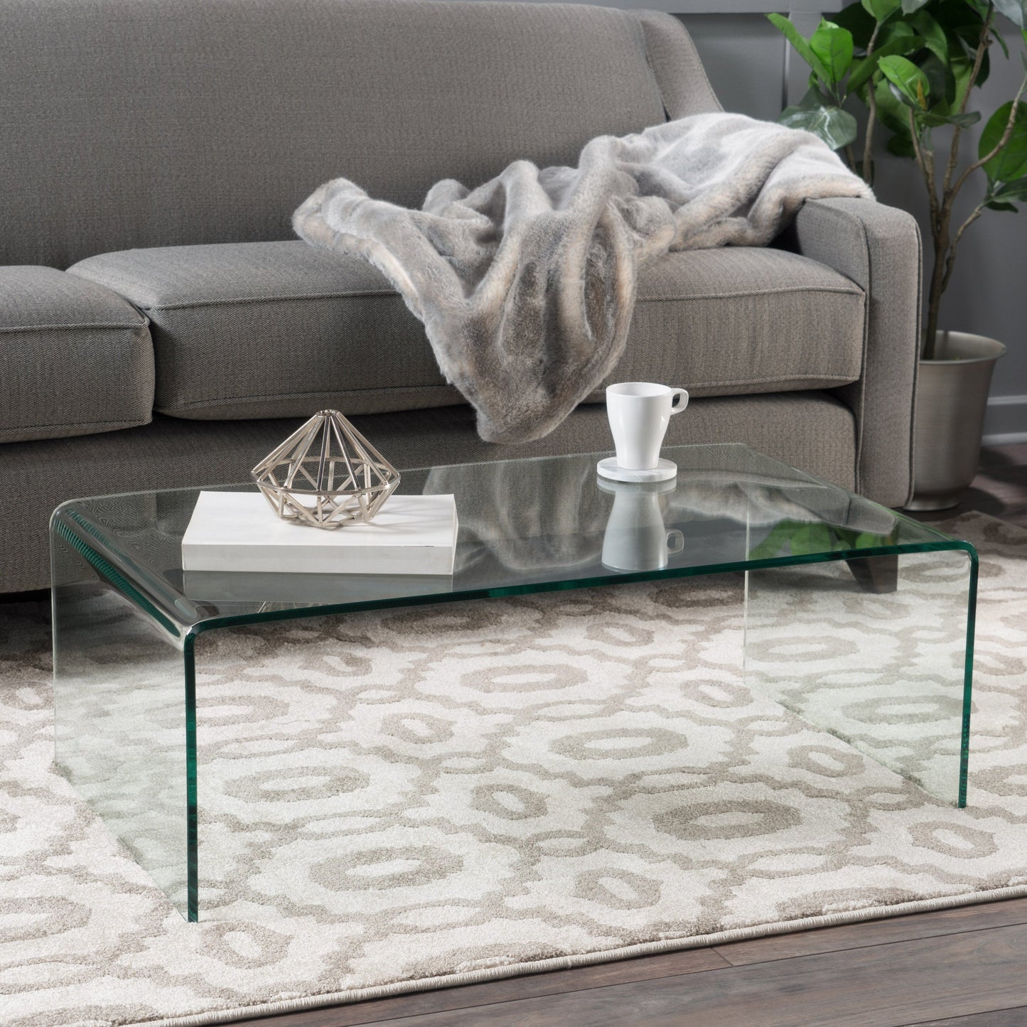 COFFEE TABLE 12MM TEMPERED BENT GLASS - Korvel
