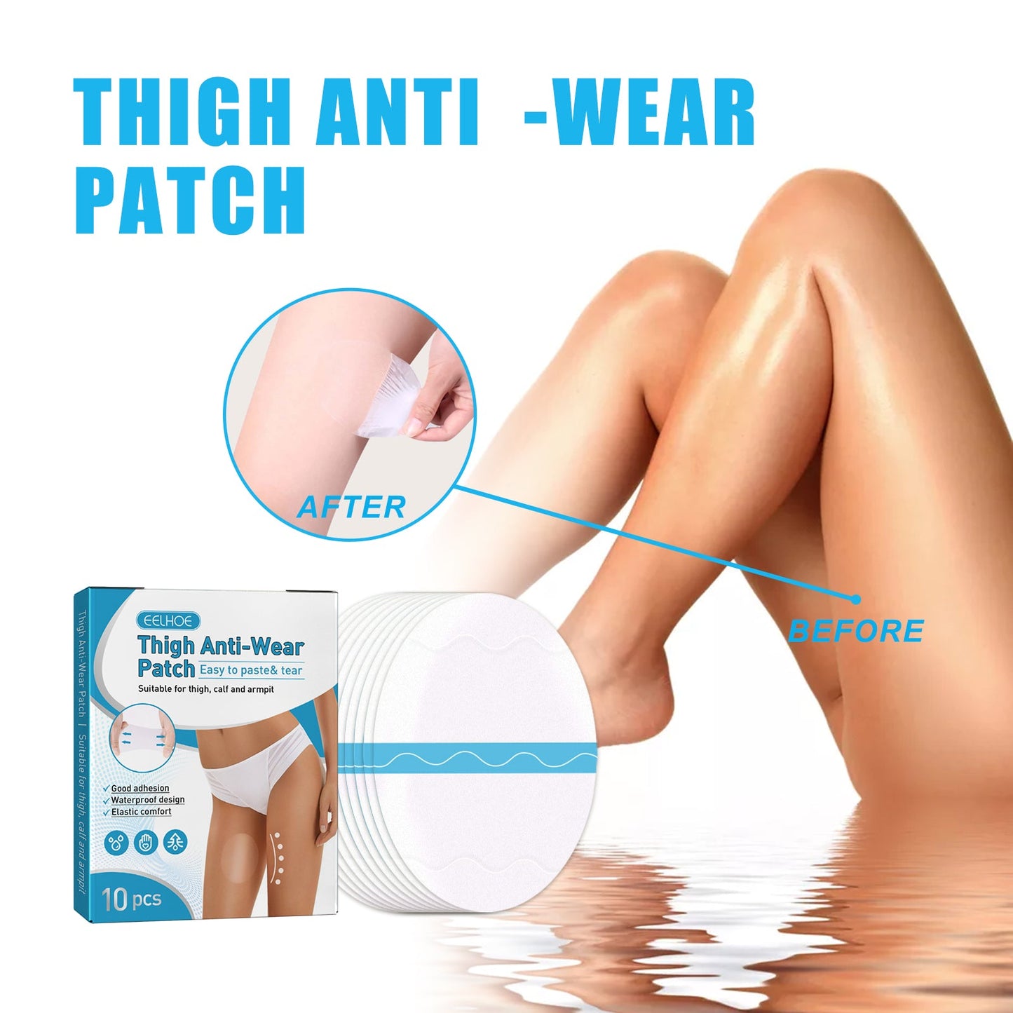 Thigh Anti-Wear Pads, Anti-Friction Invisible Thigh High Elastic Leg Protector Knee Calf Casual Pads - Korvel