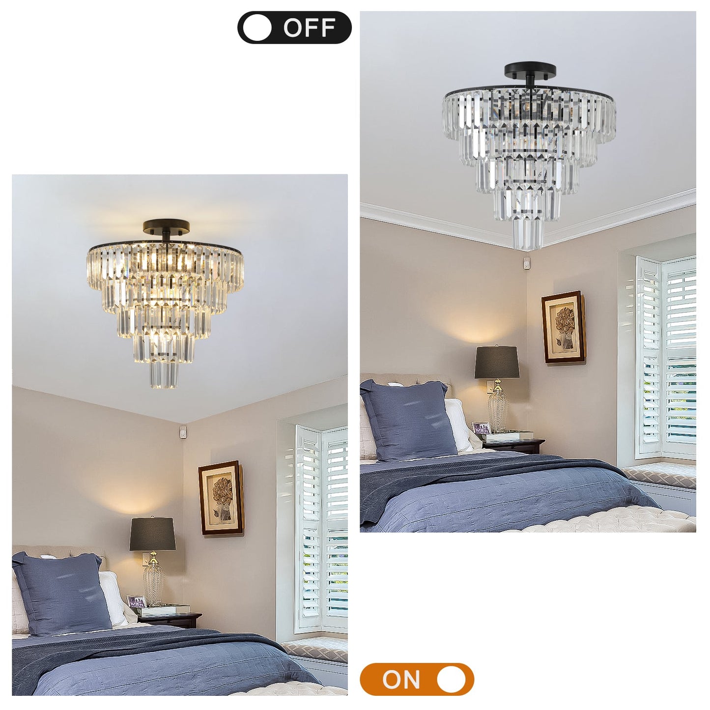 Black large crystal chandelier, modern style chandelier, dining room, living room, bedroom - Korvel