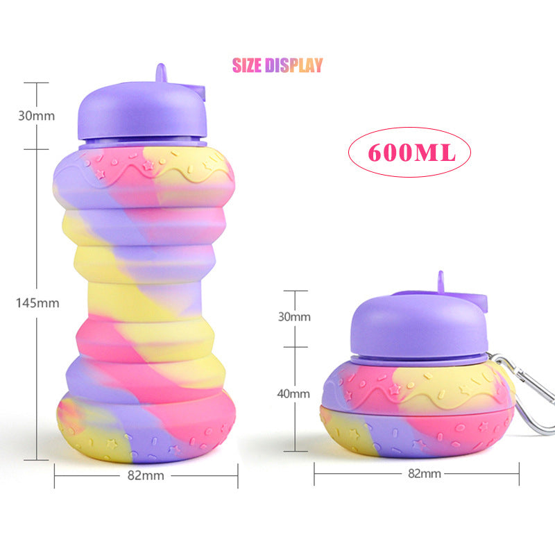 Donut Folding Silicone Water Bottle - Portable & Eco-Friendly