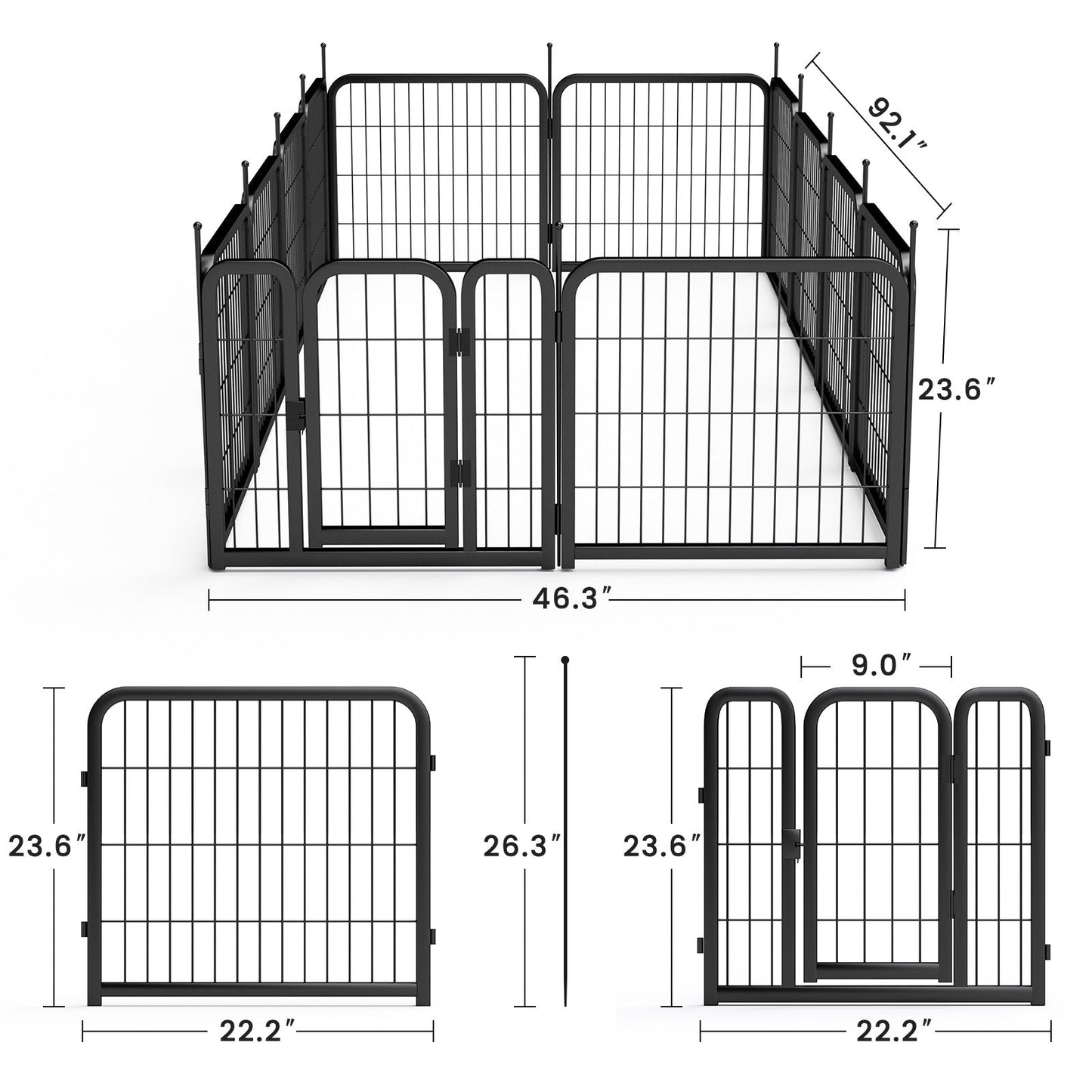 Parque para perros portátil de 12 piezas - Cerca interior/exterior de 24"