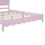 Queen Size Wood Platform Bed Frame, Retro Style Bed with Rectangular Headboard,No Need Box Spring,Pink - Korvel