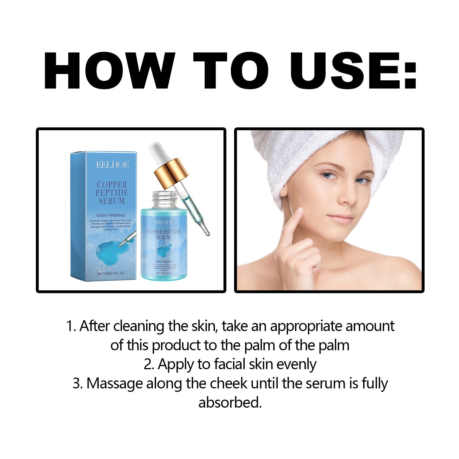 Copper Peptide Serum, Fade Out Fine Lines Moisturize Skin Firming Bright Spots And Delicate Pores - Korvel