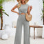 Twisted Round Neck Cap Sleeve Jumpsuit