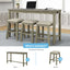 TOPMAX 4 Pieces Counter Height Table with Fabric Padded Stools,Rustic Bar Dining Set with Socket,Gray Green - Korvel