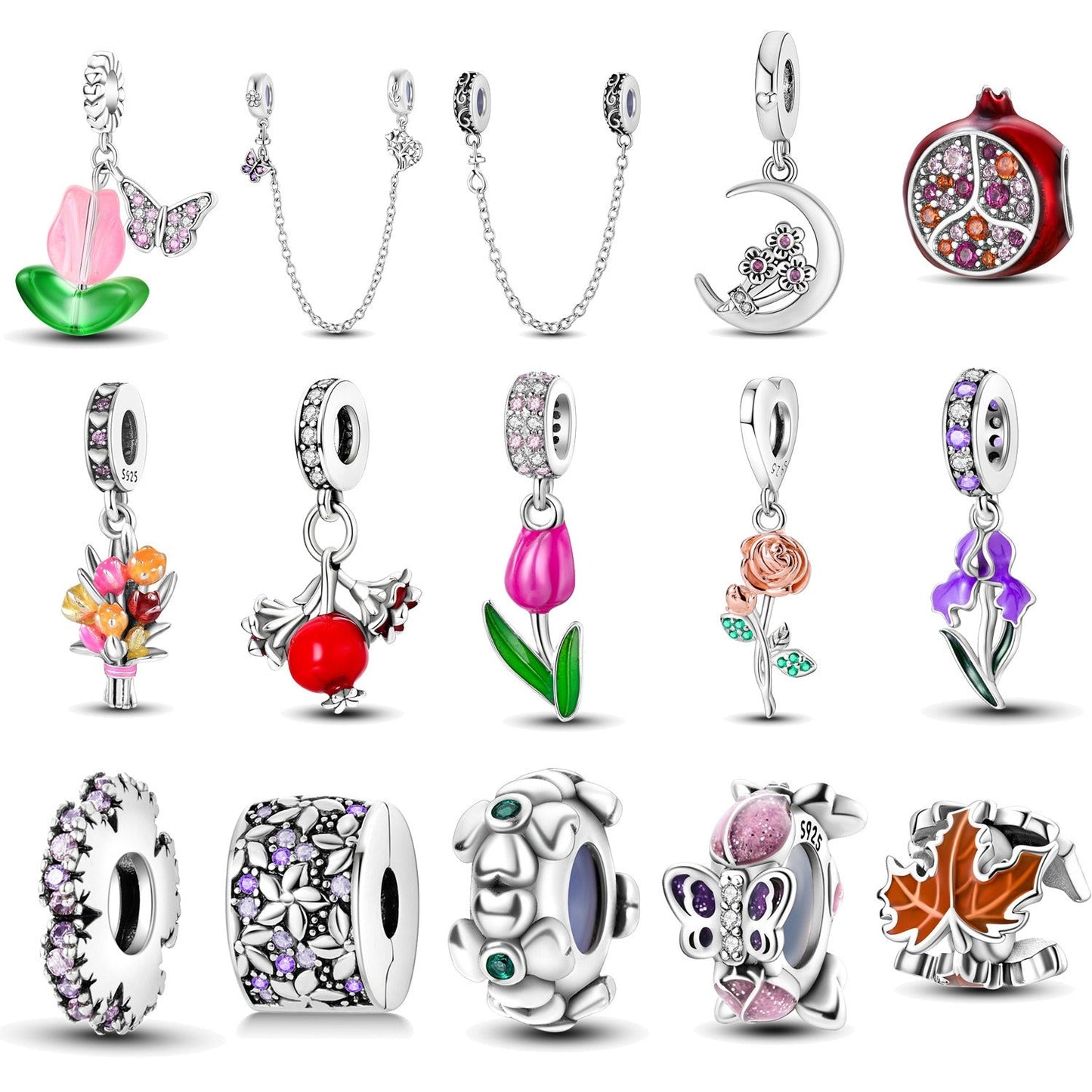 Bracelet Pendentif Perlé Fleurs Élégant