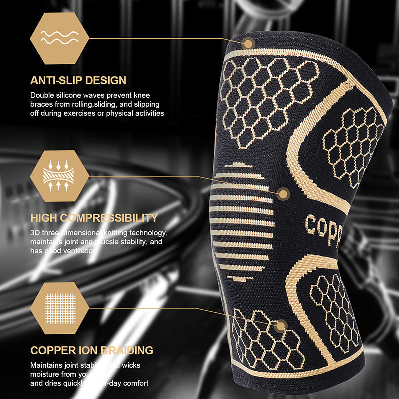 Sports knee pads moisture wicking deodorizing copper ion knee pads basketball hiking running copper fiber knee pads - Korvel