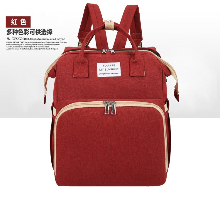 Portable Foldable Bed Mommy Bag For Going Out Lightweight And Large Capacity Mother And Baby Bag Backpack - Korvel