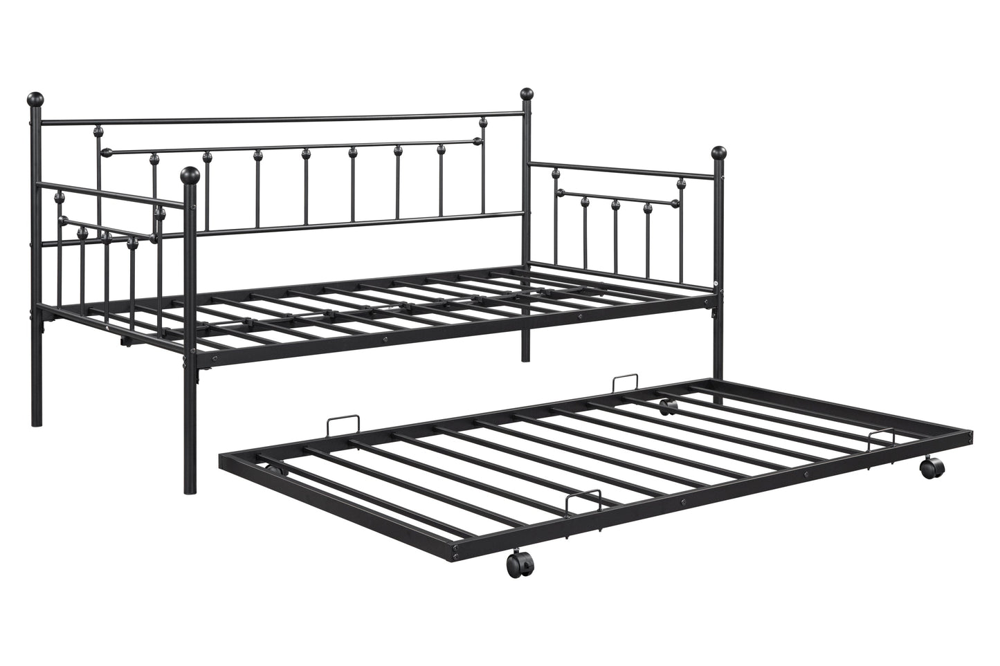Retro Black Metal Double Bed with Flexible Ear Shaft