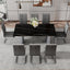 Modern minimalist dining table The black imitation marble glass desktop is equipped with silver metal legs - Korvel