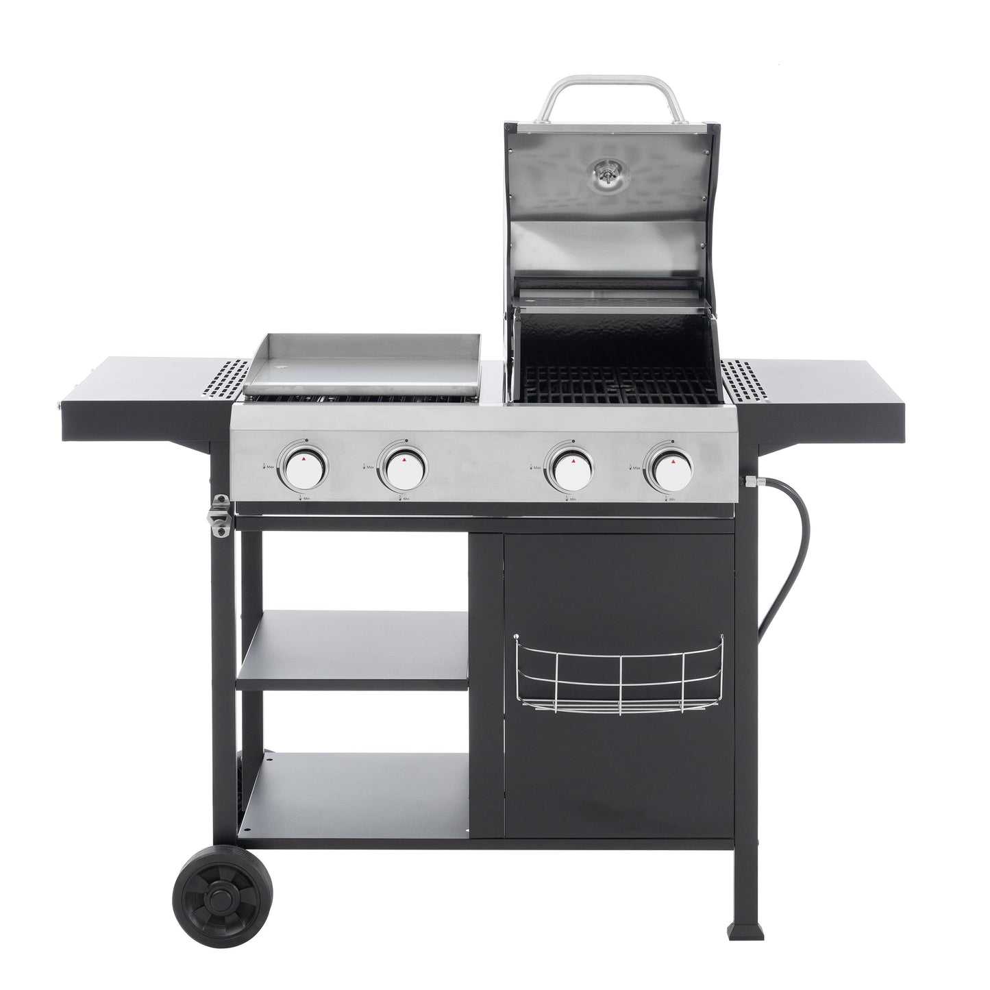 2+2 multifunctional gas barbecue grill and covered grill combination for outdoor cooking - barbecue, barbecue, pizza. - Korvel