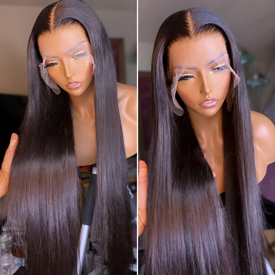 Natural Transition Wig Black Chemical Fiber Front Lace Long Straight Hair Matte High Temperature Silk Headgear - Korvel