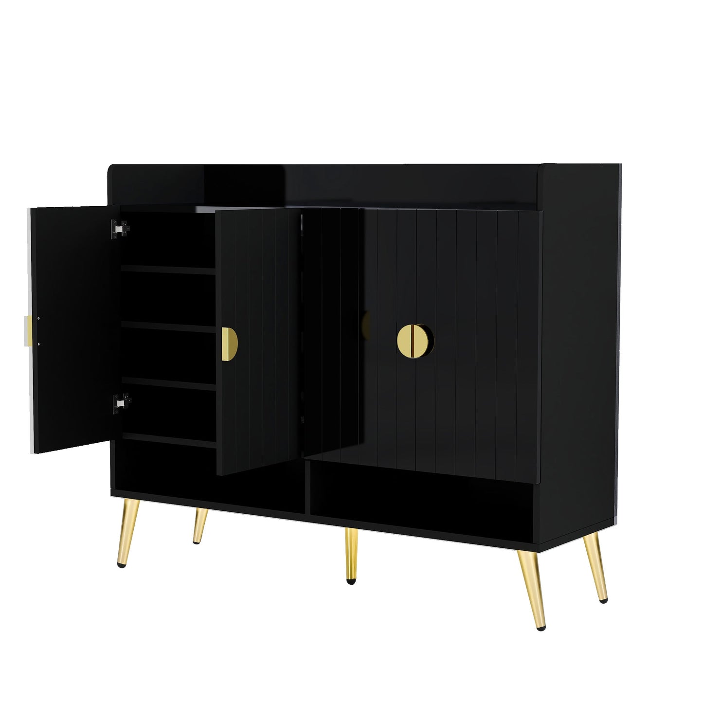 U-Can Modern Wooden Shoe Cabinet with Doors - 11-Tier Organizer