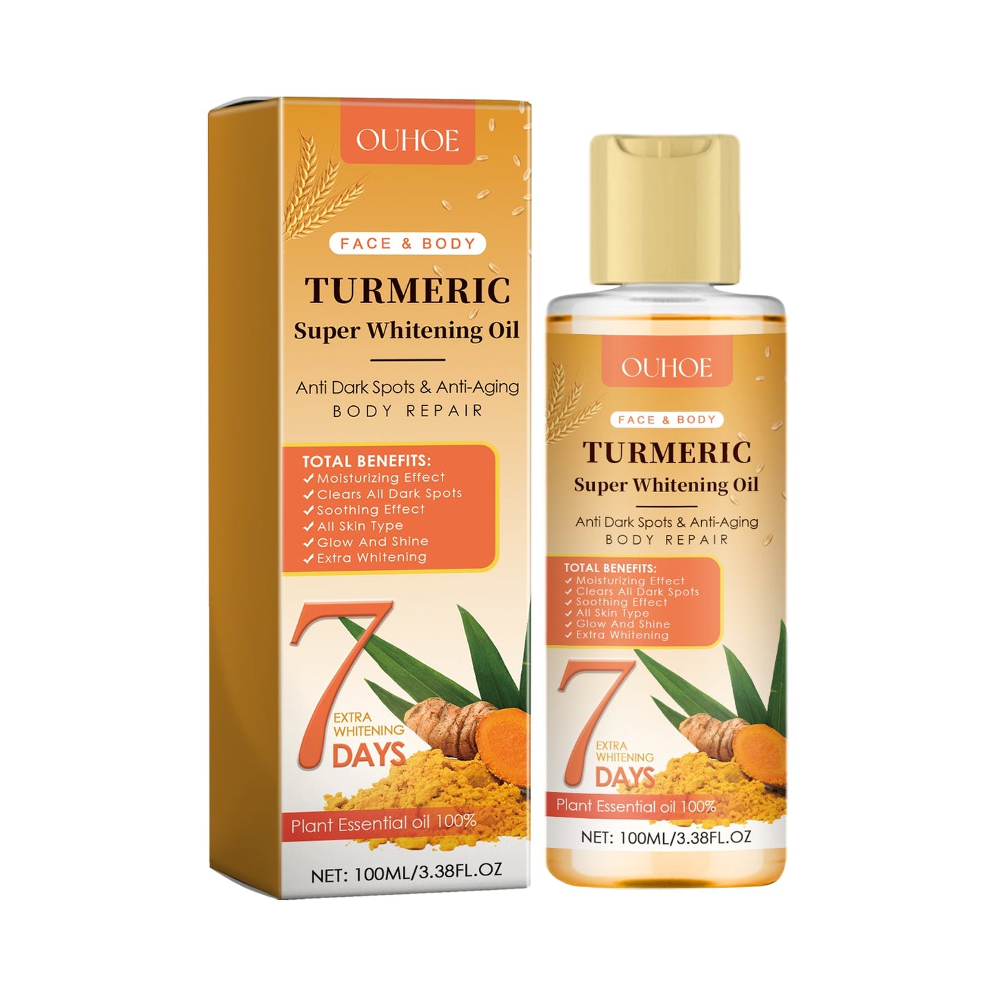 Turmeric Super Whitening Oil , Repair Skin Barrier Soft, Firming, Whitening, Brightening And Fading Joint Blacknessming And Hydrating Eye Patch - Korvel