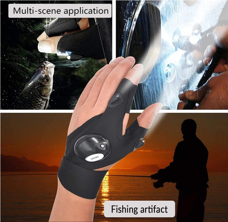 LED Light Gloves for Fishing, Camping, and Running