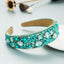 Personalized Design Colorful Turquoise Diamond Inlaid Wide Edge Fabric Candy Colored Headband Temperament Headwear - Korvel