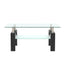 Modern Rectangle Black Glass Coffee Table for Living Room
