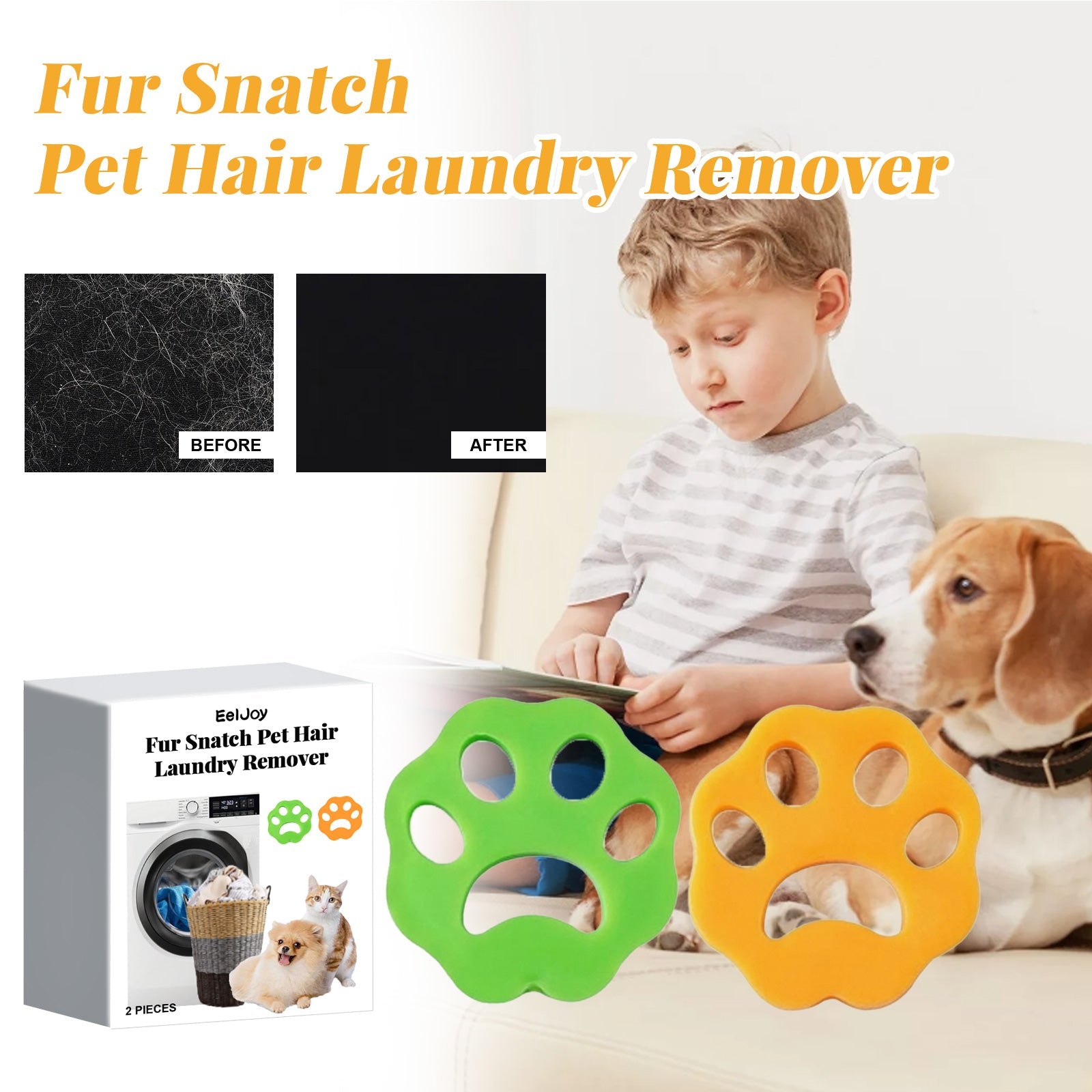 EELJOY Fur Snatch Pet Hair Laundry Remover, Clean Pet Hair Washable Clothes Duster Washing Machine Hair Remover - Korvel