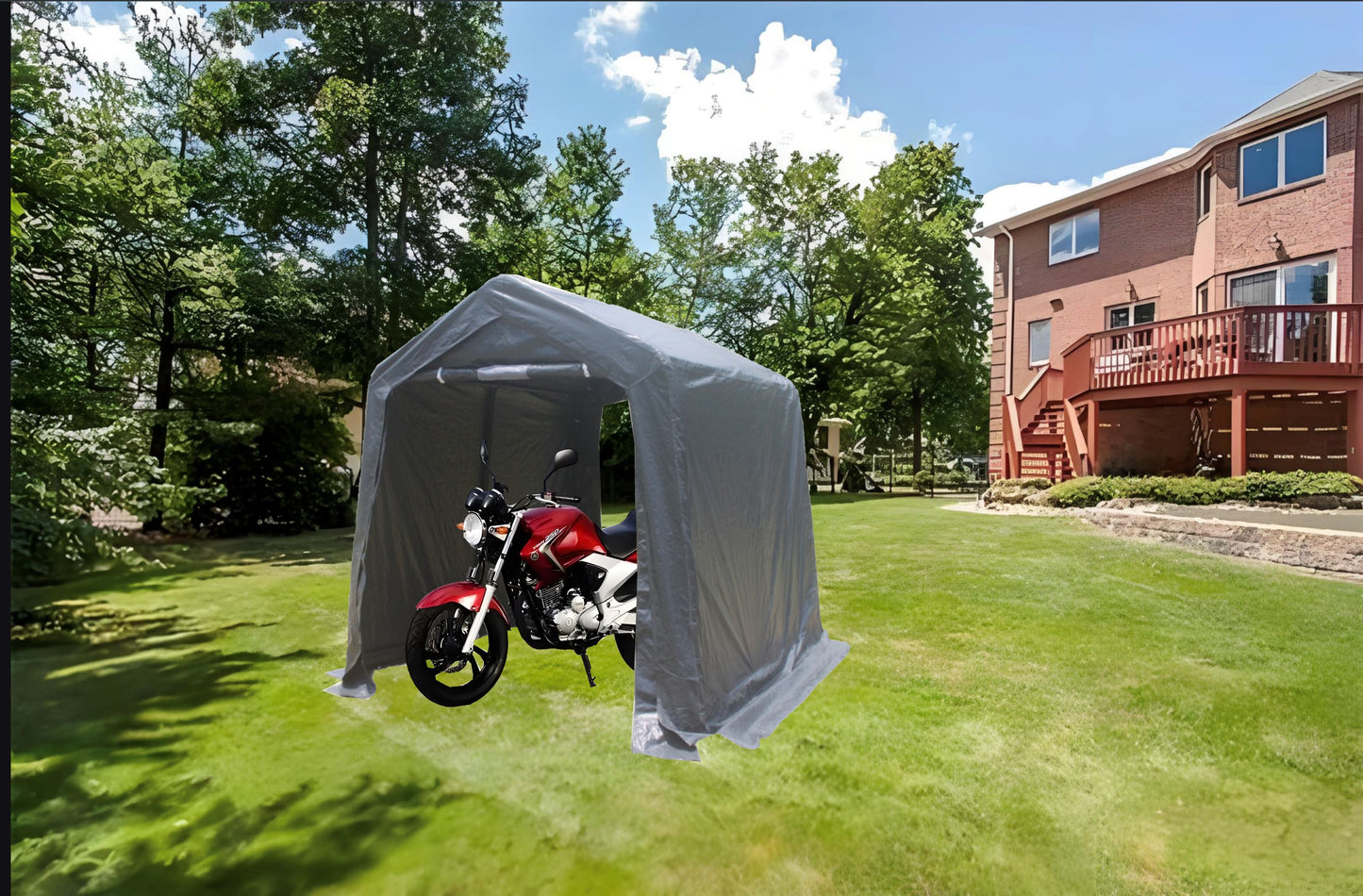 7x12 ft Portable Outdoor Gazebo Storage Shelter with Roll-Up Doors
