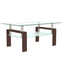 Rectangle Walnut Glass Coffee Table, Clear Coffee Table, Modern Side Center Tables for Living Room, Living Room Furniture - Korvel