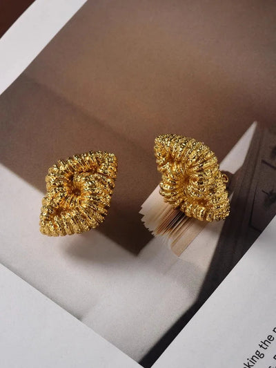 Brass Texture Knot Braided Chunky Earrings for Women