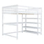 Full Size Loft Bed with Storage Shelves and Under-bed Desk  White - Korvel