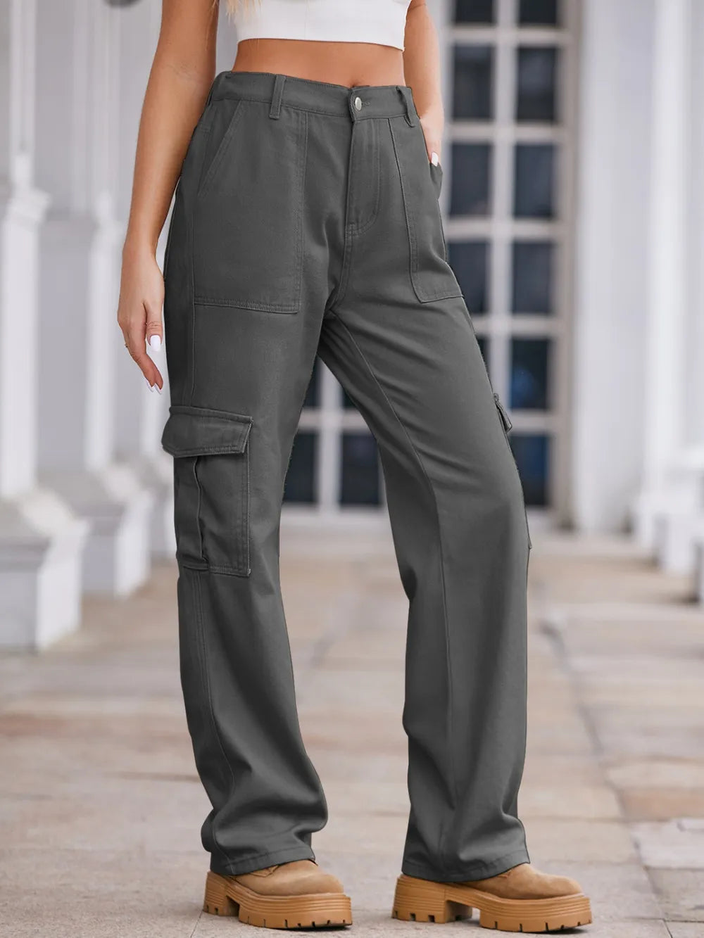 Premium Straight Denim Cargo Pants