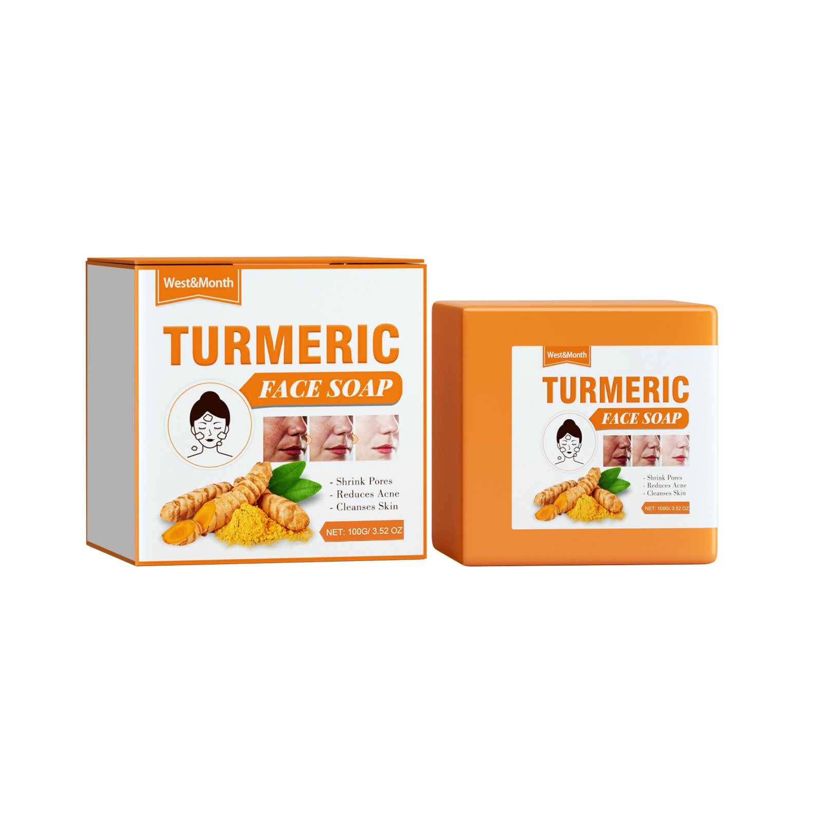 Turmeric Face Soap, Face Repair Gentle Cleansing, Fade Spots And Smooth Fine Lines Cleaner Soap - Korvel