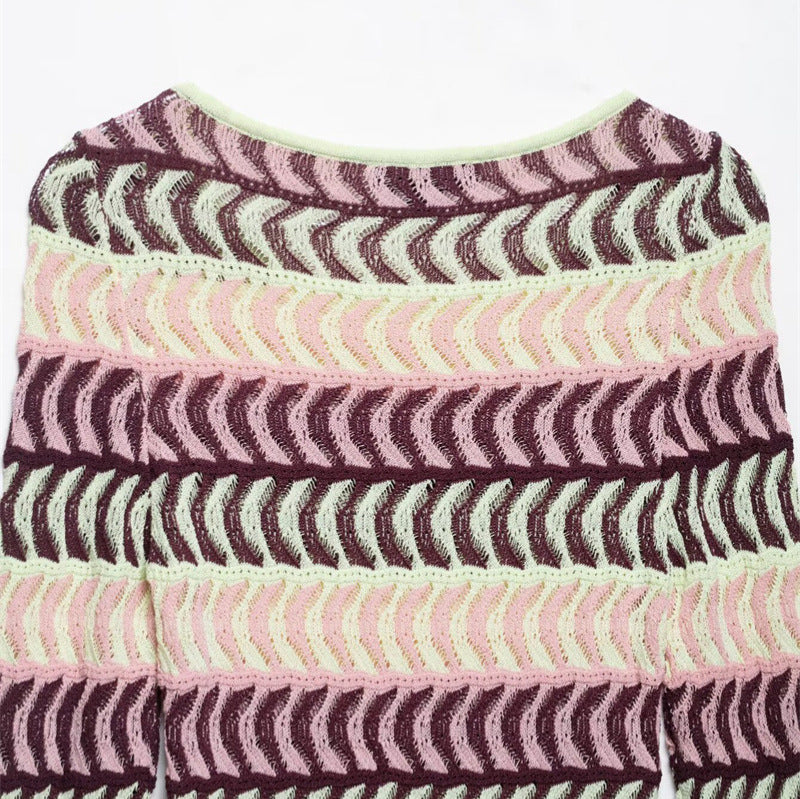 Robe tricotée ajustée élégante à manches longues pour femmes