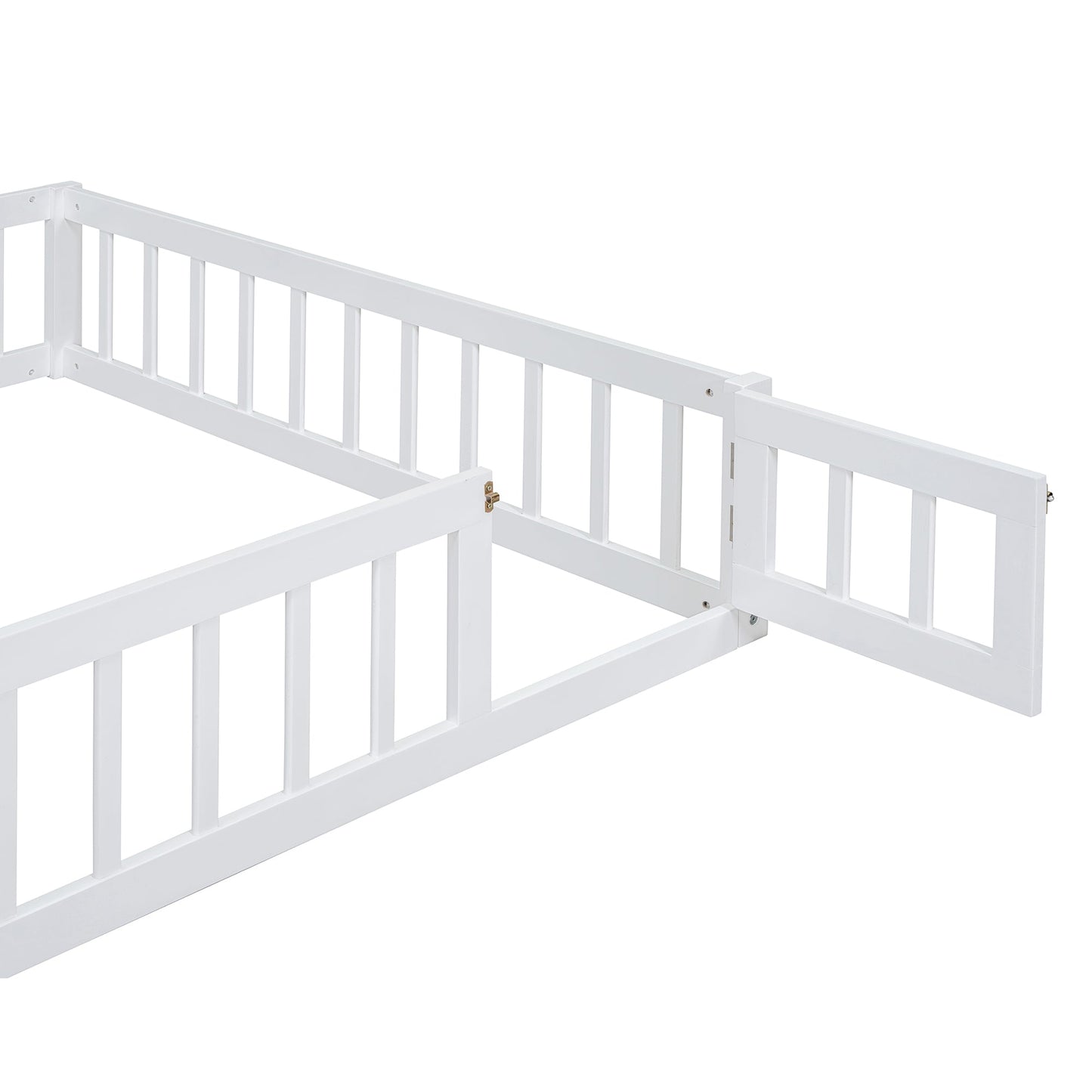 Wooden Full Size Children's Bed with Detachable Headboard and Integrated Clothes Drying Rack, White - Korvel