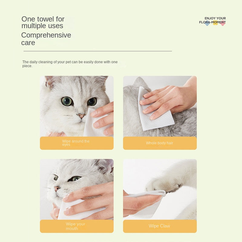 Pet Wet Wipes 80 Sheets Dog Cat Wet Tissues No Rinse Cleaning Eye Tear Stains Body Supplies Wet Tissues - Korvel