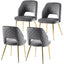 Sillas de Comedor de Terciopelo Gris con Patas de Metal - Set de 4