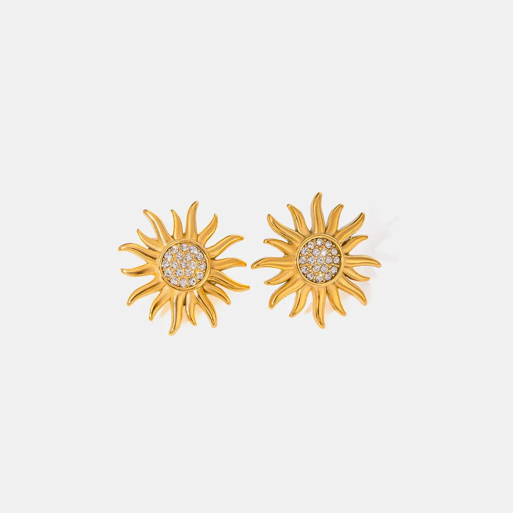 Boucles d'oreilles en acier inoxydable élégant en forme de tournesol pour femmes