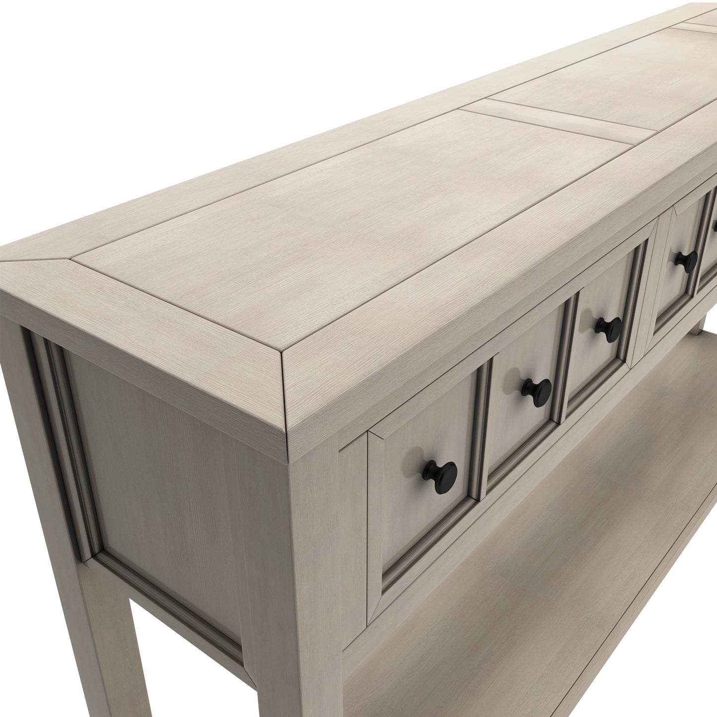 TREXM Rustic Entryway Console Table60" Long Sofa Table with two Different Size Drawers and Bottom Shelf for Storage (Gray Wash) - Korvel