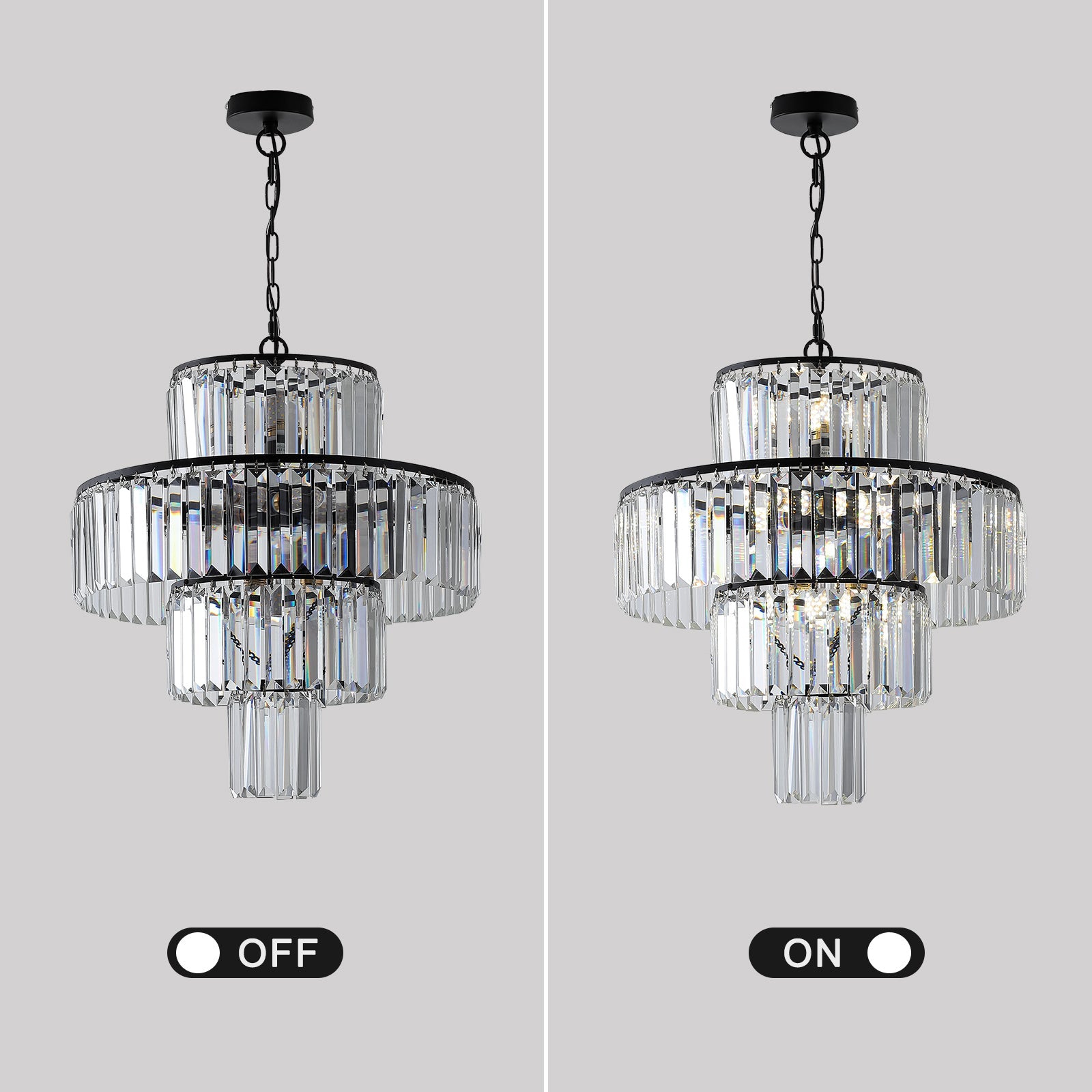 Black  Luxury Crystal Chandelier Modern Chandeliers Lights Fixture Hanging  Pendant Light Fixture for Dining Room Bedroom - Korvel