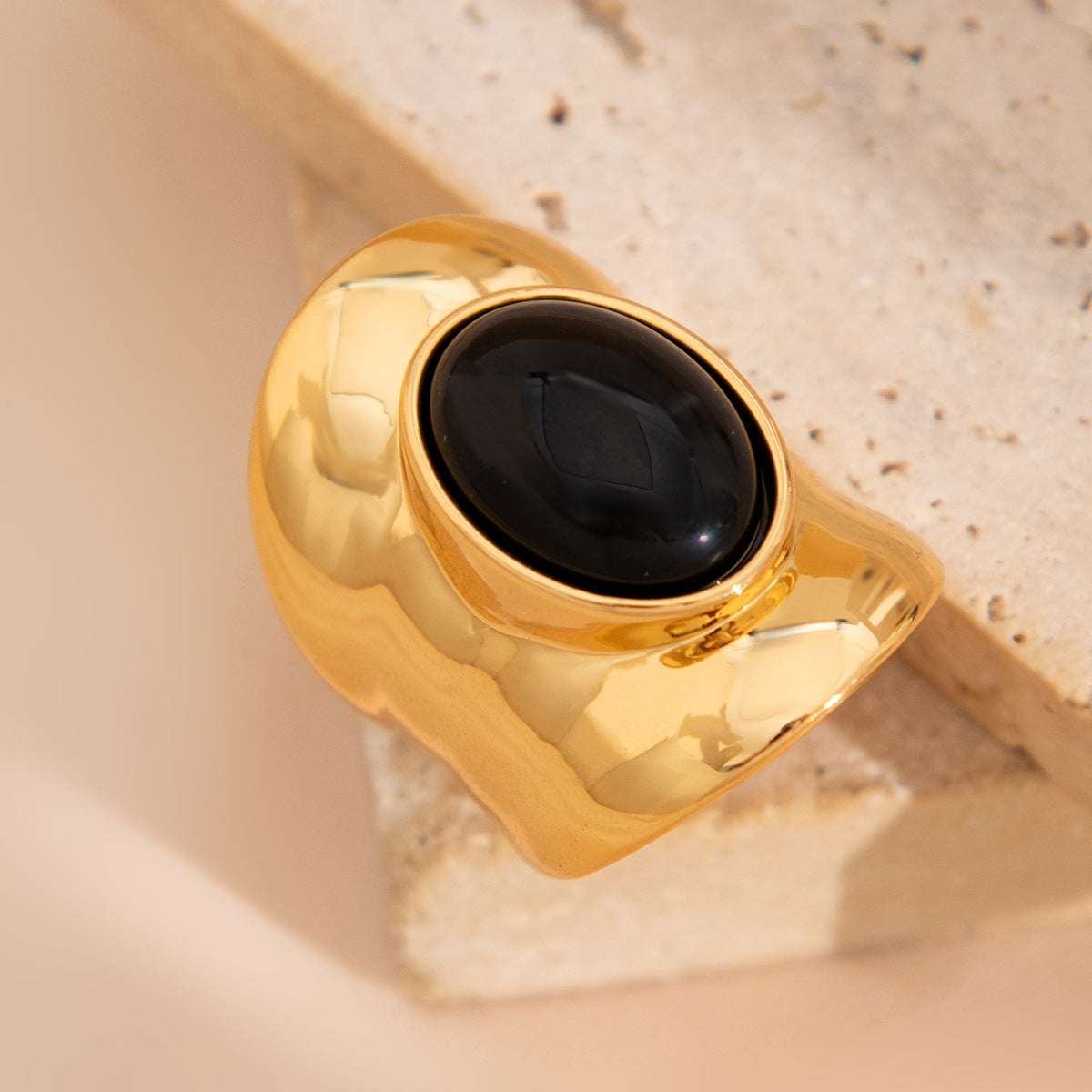 Retro Irregular Inlaid Gemstone Ring Geometric Acrylic Versatile Ring Set - Korvel