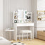Makeup Vanity Desk With LED Lighted Mirror ,Dressing Table Set With 2 Large Drawers 10 LED Light ,White Color - Korvel
